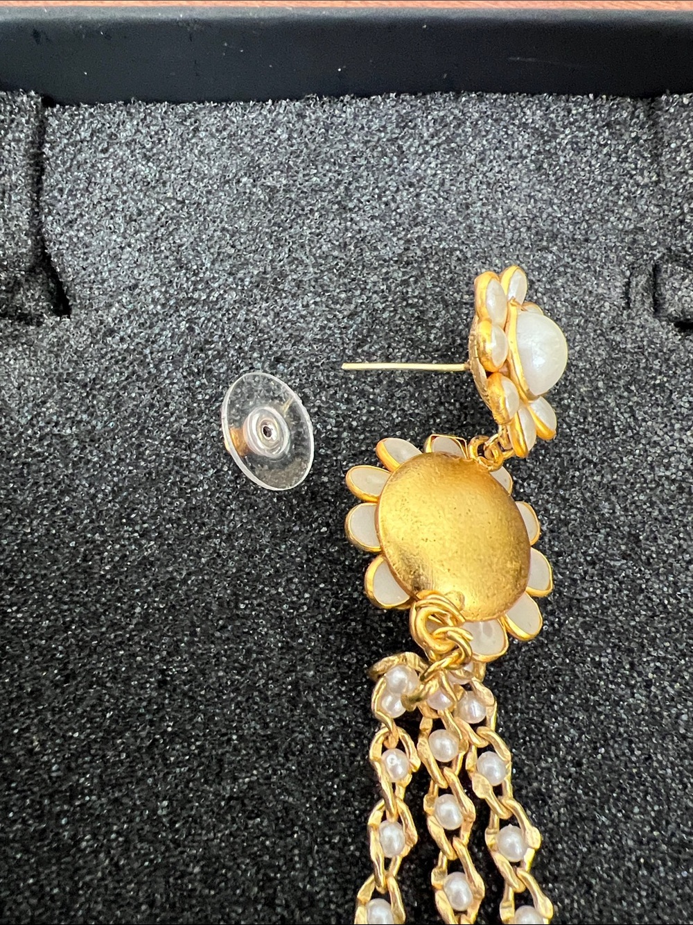 SHASHI Pearl Floral Tassel Drop Earrings - Picture 6 of 8